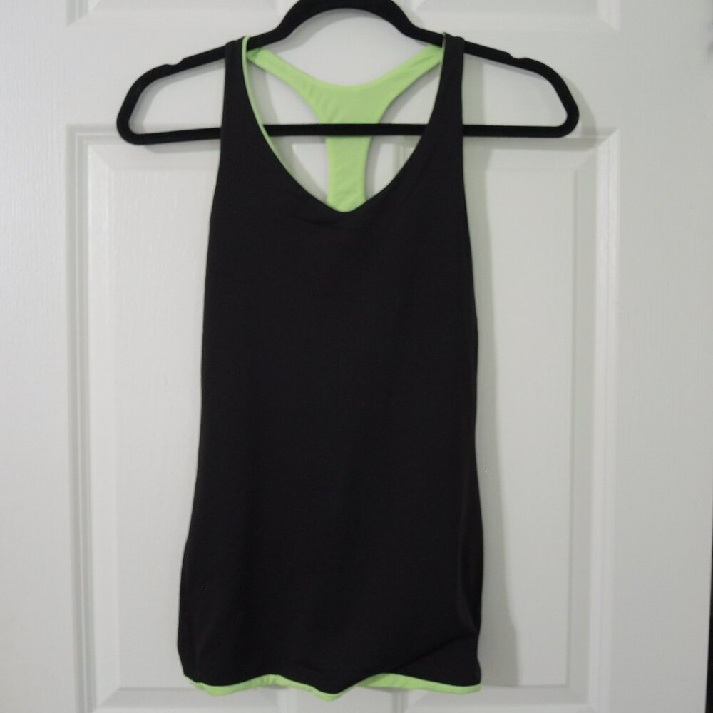 4/$25 Victoria's Secret Reversible Racerback Workout Tank Black & Bright Green